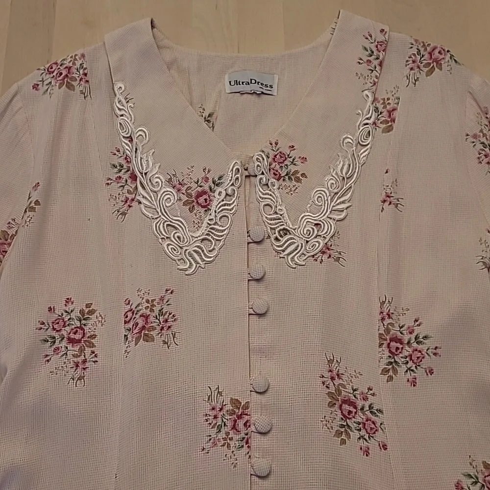 LIKE NEW VTG ULTRA DRESS Floral Kitschy Rose Print - Picture 7 of 14
